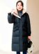 Зимова куртка - пальто жіноча, довга. Чорна 45 фото 2